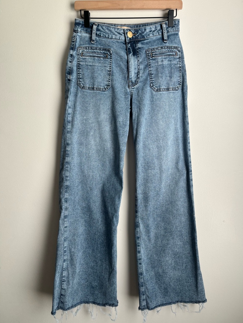 Kut from the Kloth Meg Wide Leg Jeans Size 2 High Rise Raw Hem Lyocell Stretch - Picture 2 of 15
